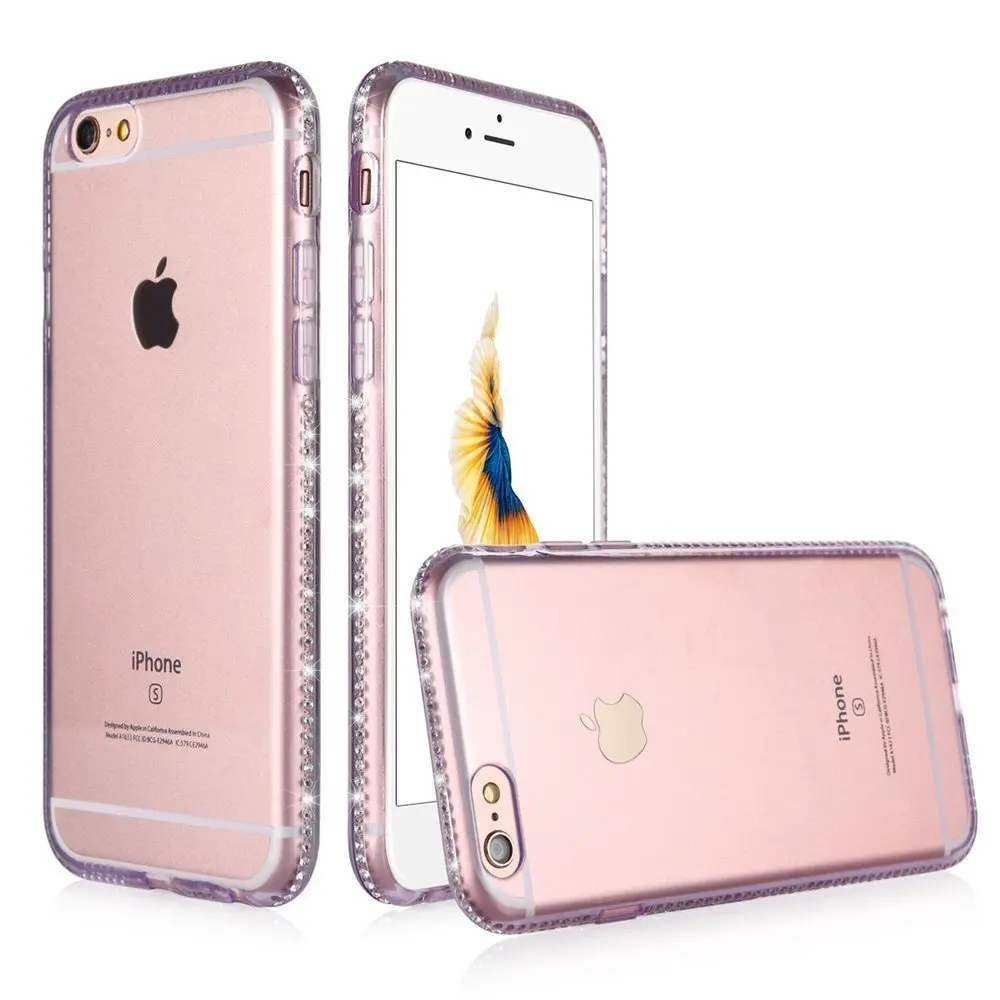 Чехол Portefeuille для Iphone 6 S прозрачная защитная задняя крышка блестящая оправа со