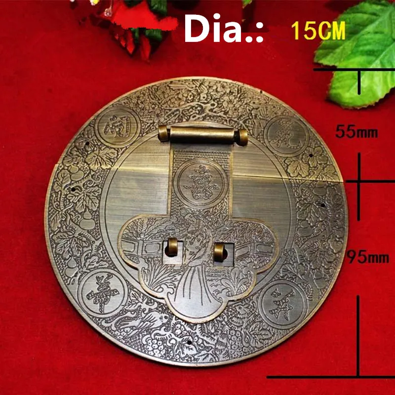 Chinese Brass Lock Set For 100-150cm Large Wooden Box Vase Buckle Hasp Latch Lock+ Hinge+Corner+Handle Bronze Tone |