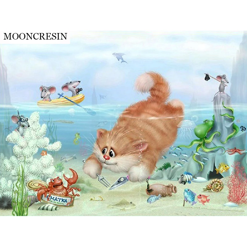 

Полностью Алмазная Картина Кот мультфильм Рукоделие Вышивка крестиком Алмазная вышивка Мозаика Искусство ремесла Настенная Наклейка Деко...