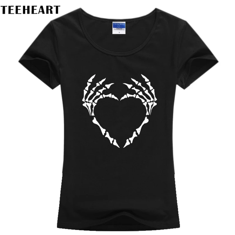 TEEHEART Новинка 2017 года Женская футболка Cool Bone Череп с принтом в виде рисунка от руки