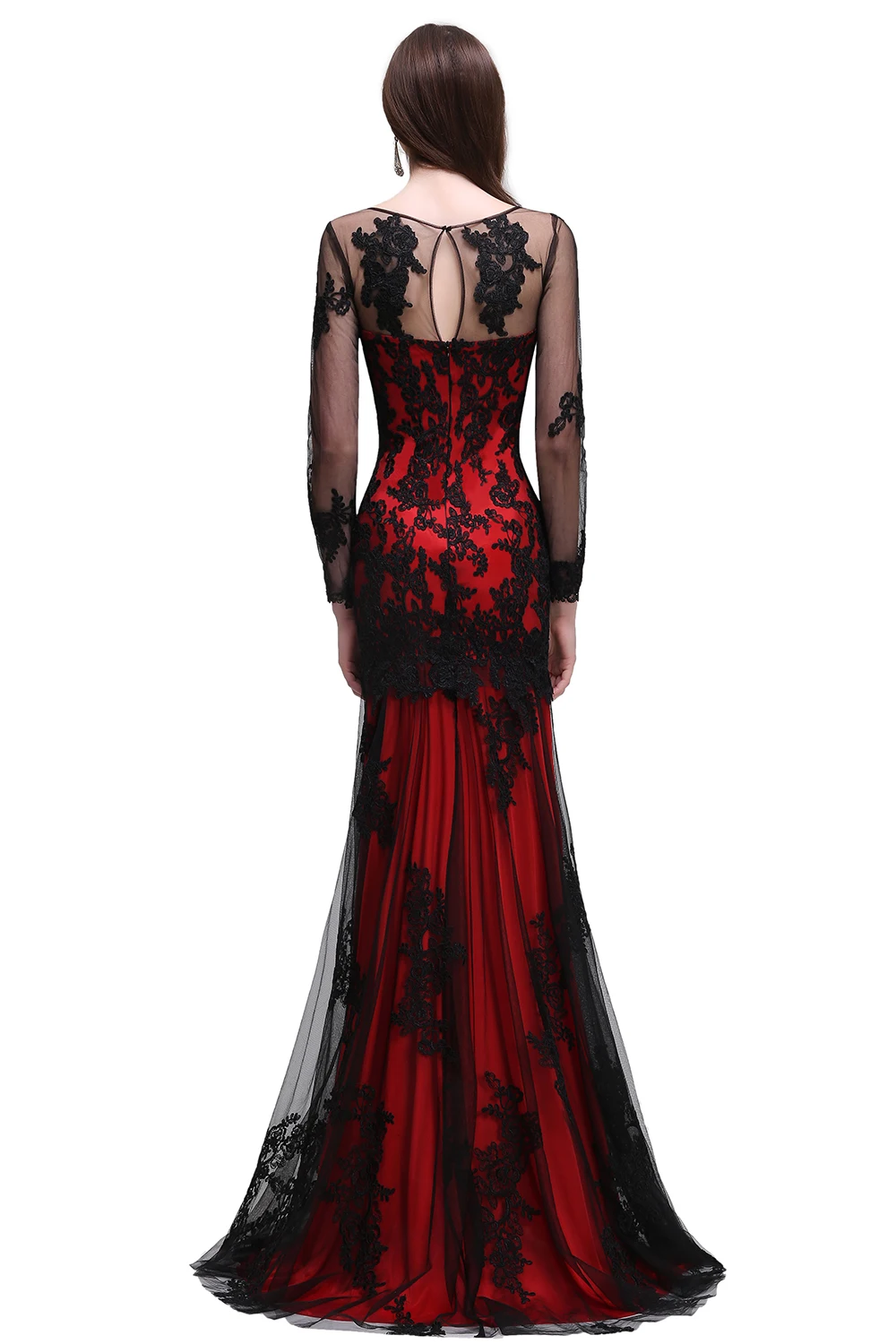 Robe de Soiree Longue винтажное прозрачное красное кружевное вечернее платье русалки с