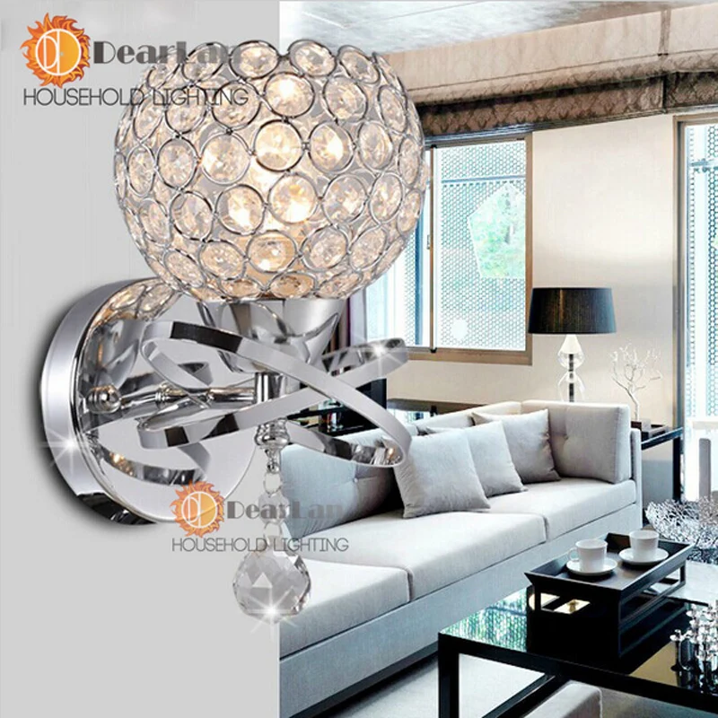 Настенный светильник E27 светодиодный серебристый/золотой|crystal wall light|led lightwall light e27