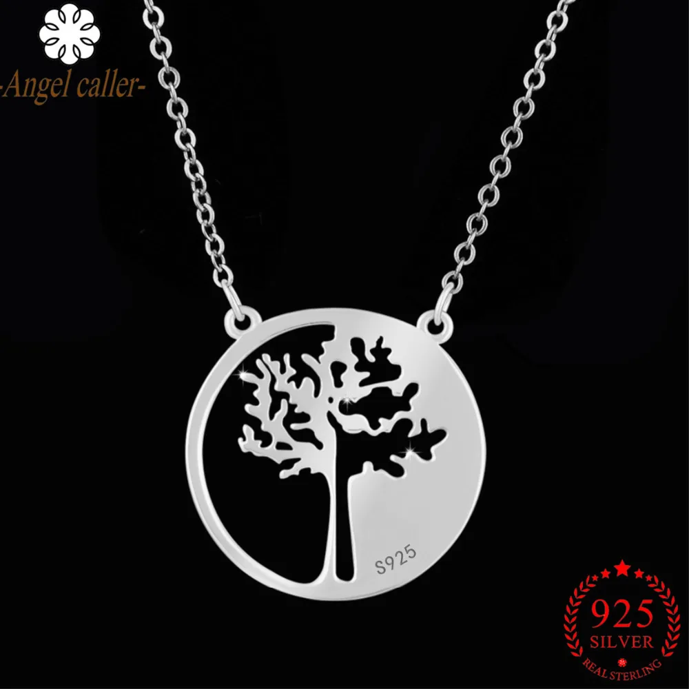 Angel Caller 925 Sterling Silver Pendant Necklace Family Tree of Life with Link Chain Trendy Jewelry for Women CYD014 | Украшения и