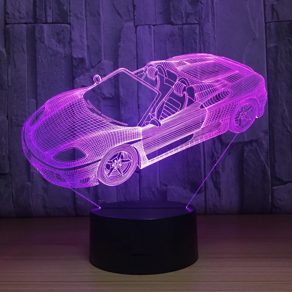 Роскошный супер спортивный автомобиль 7 цветов лампа 3d визуальные Светодиодные