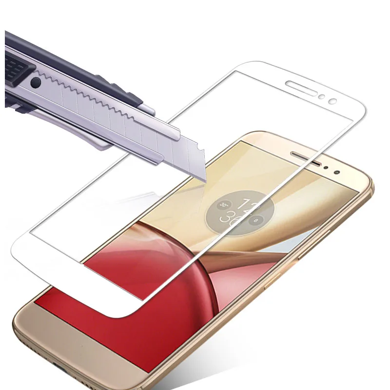 Ультратонкое закаленное стекло 9H золотого и белого цветов для Moto M XT1662 XT1663
