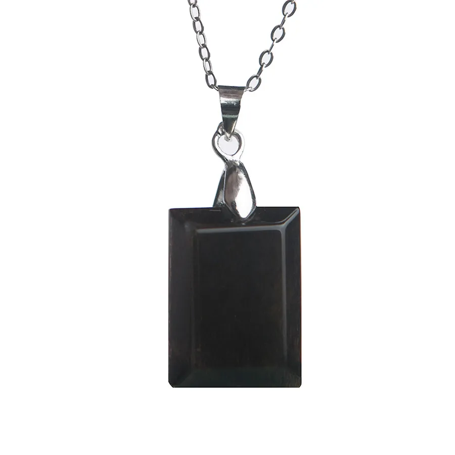 Genuine Natural Black Sunstone Gemstone Rectangle Crystal Bead Necklace Fashion Pendant 20*15*8mm | Украшения и аксессуары