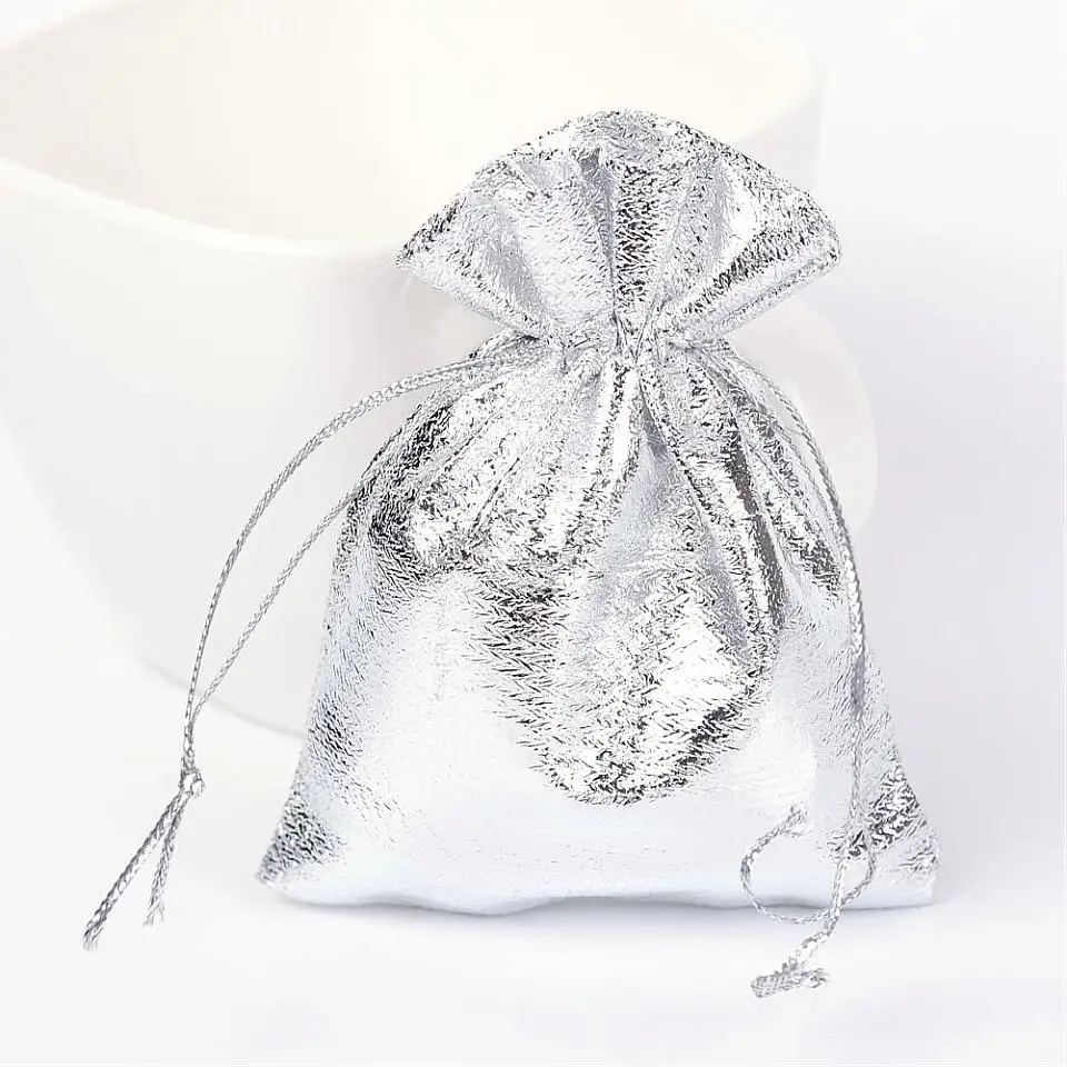 

Rectangle Organza Bags, Silver, 9x7cm