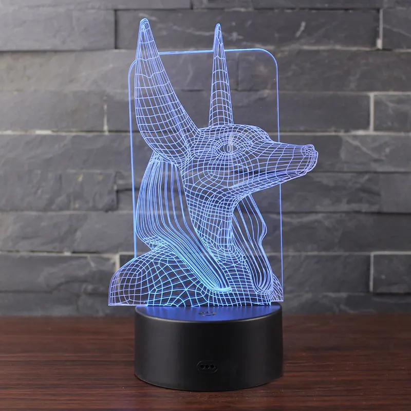Анубиса тема 3D лампа светодиодный Ночной светильник 7 цветов изменить Touch Настроение лампы Новогодний подарок Dropshippping
