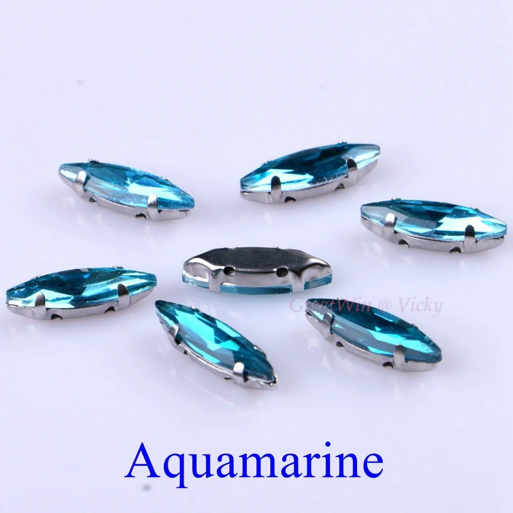 Aquamarine 4x15mm 50 шт./упак. стеклянный лошадиный глаз пришить стразы с страз в форме когтя металлическое основание, с пряжкой, с украшением в виде кристаллов Камень Алмаз чехол для одежды - Цвет: Aquamarine