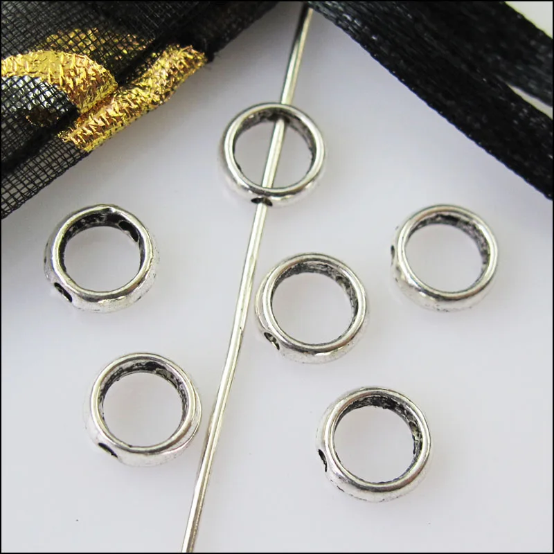 НОВЫЙ 200 шт. Тибетский серебристый цвет маленькие круглые Распорки рамка из