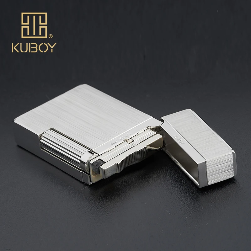 Высококачественная брендовая газовая зажигалка KUBOY белый матовый никель