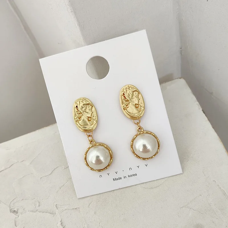 Корейская голова королевы Портрет Мода темперамент жемчужные серьги