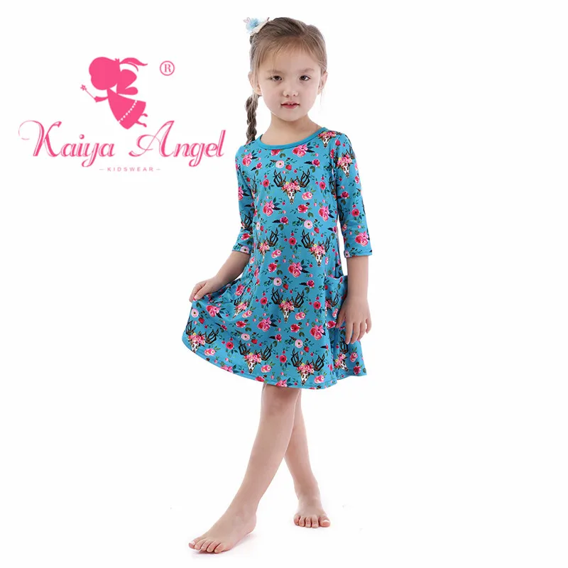 Kaiya Angel/модное летнее платье с цветочным принтом для маленьких девочек одежда