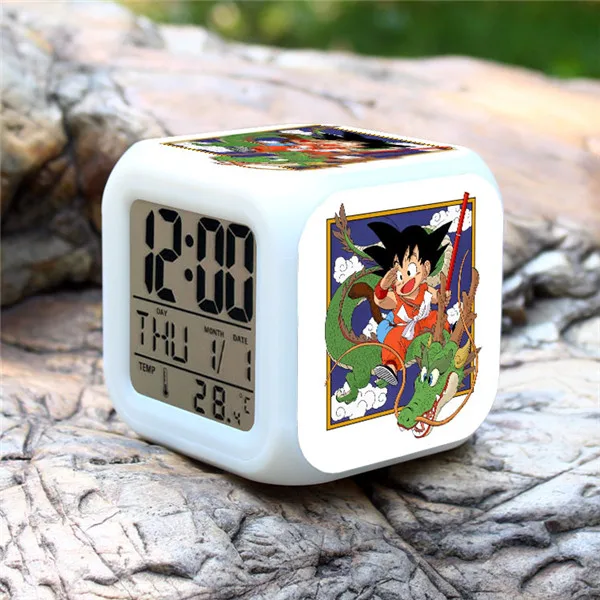 Dragon Ball Z серии LED 7 цветов вспышки света цифровой будильник Дети Часы Фигурки игрушки для детей - Цвет: Светло-серый