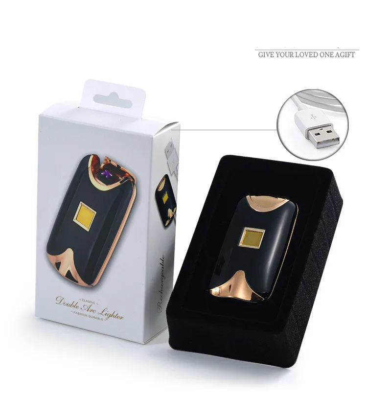 Интеллектуальная USB дуговая зажигалка двойная с датчиком отпечатков пальцев