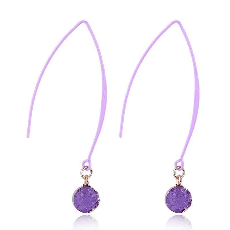 

RE geometric jewelry ear accessories U shape crystal earrings drop blue imitation natural stone dangle earrings for women