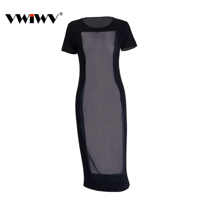 New 2018 Summer Style Women Fashion Mesh Patchwork Dress Casual Short Sleeve O Neck Ankle Length Dresses Vestidos | Женская одежда