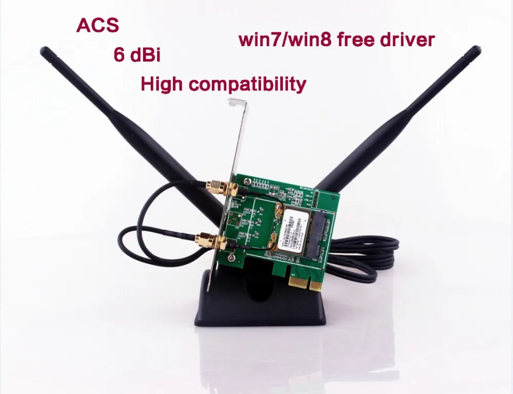 ACS Wi-Fi Телевизионные антенны Беспроводной Адаптер PCI Express сетевой карты с 2 для