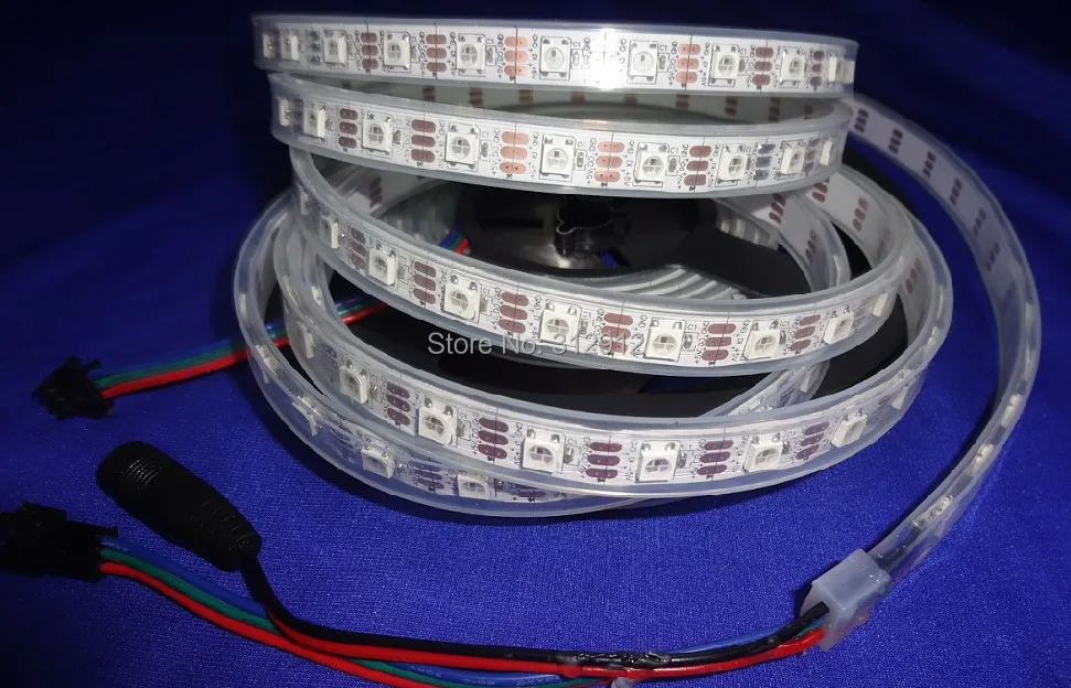 Светодиодные пиксели srip 4m DC5V WS2812B IP68 60 шт. WS2812B/M с пикселями Белая печатная плата в