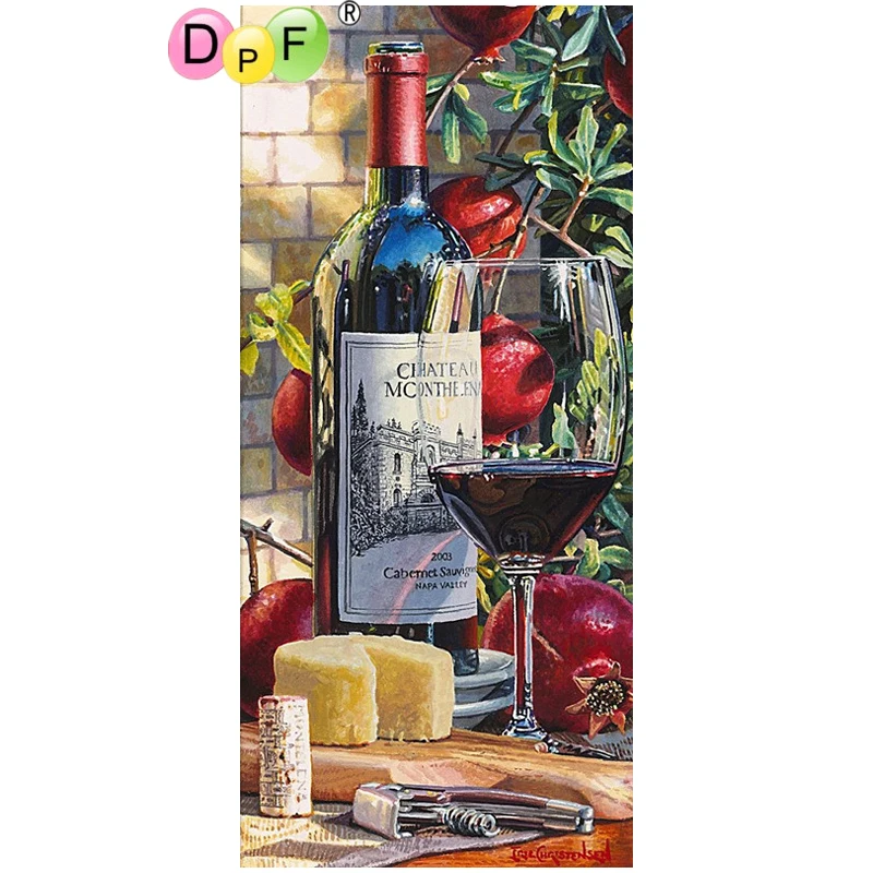 

DPF DIY Фрукты вино квадратные ремесла Алмазная вышивка Настенная живопись Домашний Декор алмазная живопись вышивка крестиком Алмазная мозаи...