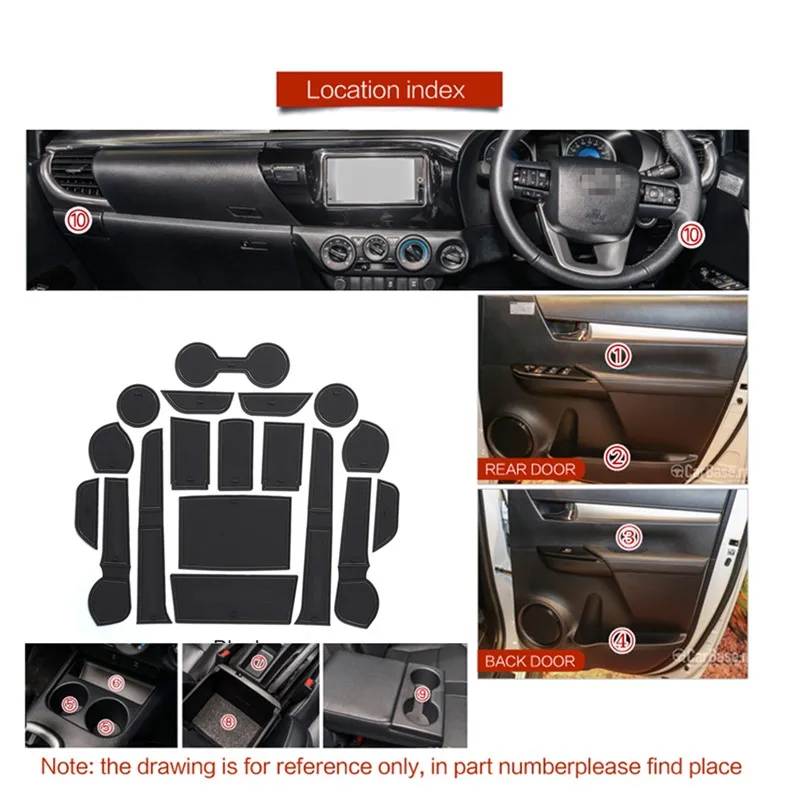 Подходит для Toyota Hilux/Hilux Revo 2016 2017 2018 2019 Межкомнатная дверь ящик хранения