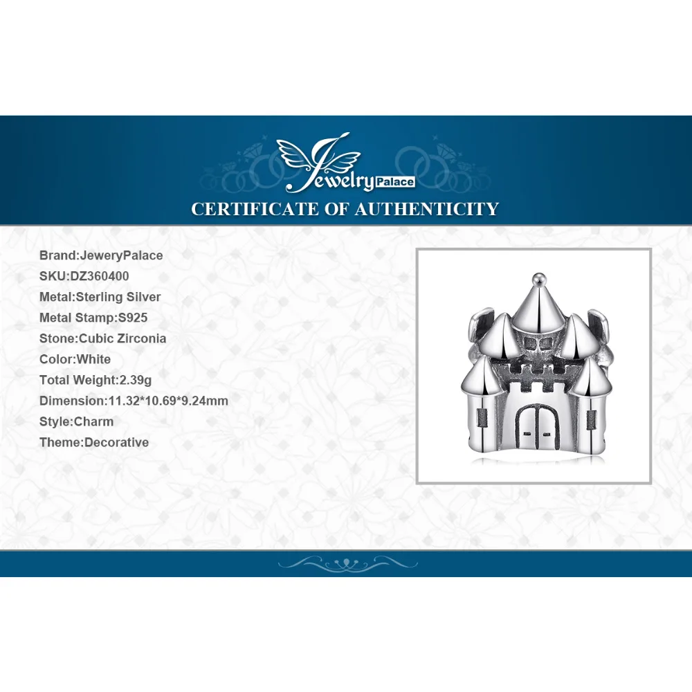 Jewelrypalace стерлингового серебра 925 сказочный замок бисер Подвески Fit Браслеты