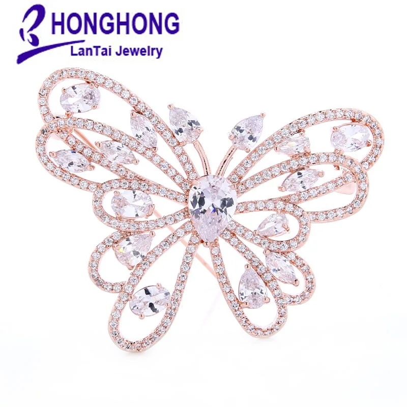 Модные булавки AAA + с цирконием брошка Бабочка И для женщин платья свадьбы