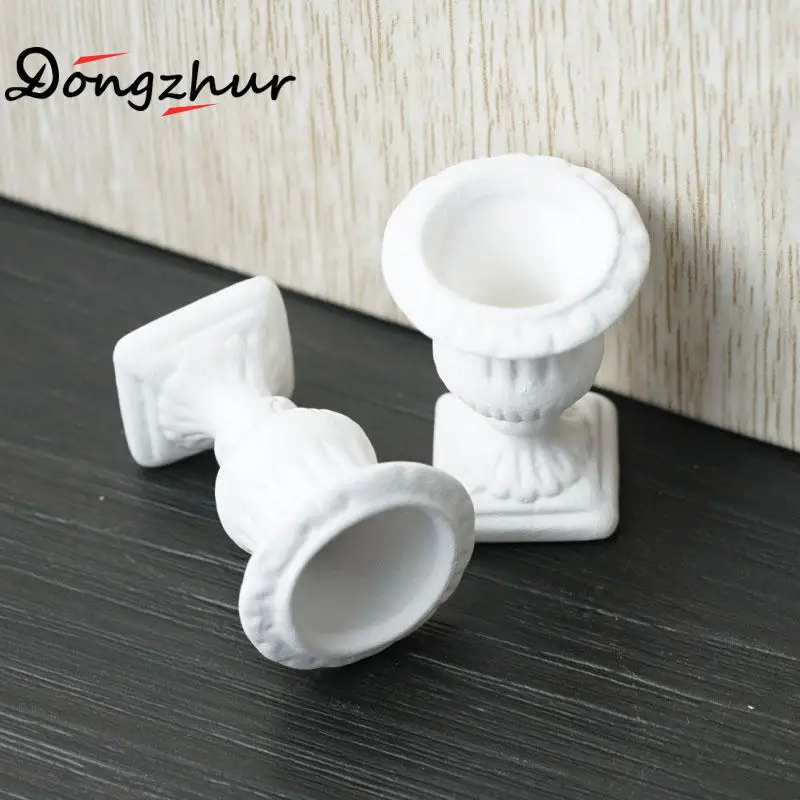 Miniature Dollhouse Furniture 2pc White Flower Pot Child Puzzle DIY Garden Exterior Decoration Doll House 1:12 Model | Игрушки и хобби