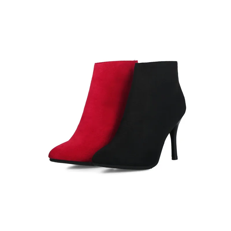 Новое поступление 2020 ботильоны MEMUNIA красные черные женские ботинки с острым