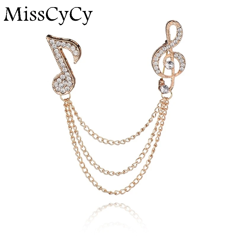 MissCyCy винтажный персонализированный Золотой Кристалл Музыкальная Нота Брошь