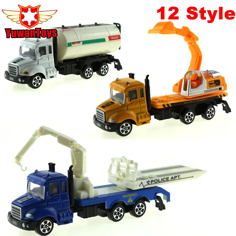 12 Style METAL Car Diecast Cars Toys Alloy Models Collectible Skin City Bulldozers Tractor Truck For Kids |