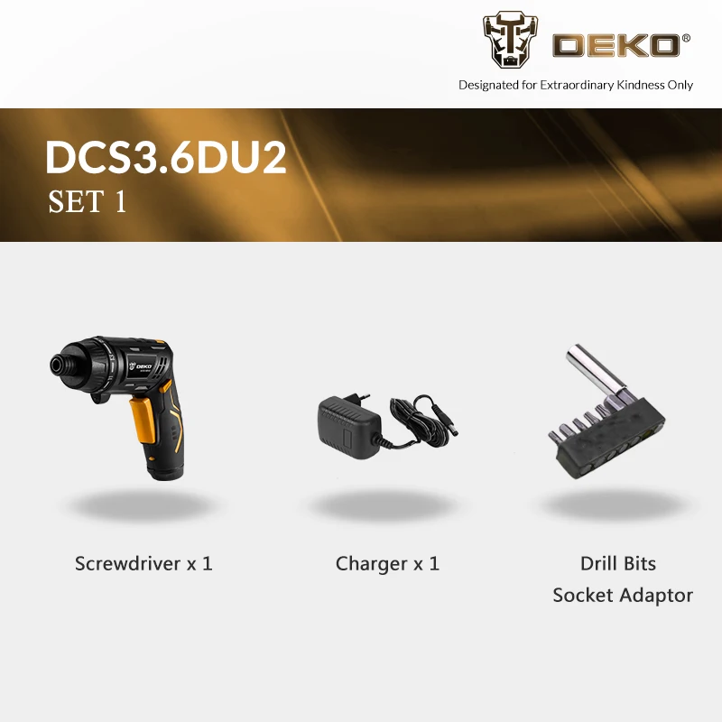 SET 1 DEKO DCS3.6DU2 Cordless Electric Screwdriver Household Rechargeable battery Screwdriver with LED Torch - Цвет: SET 1