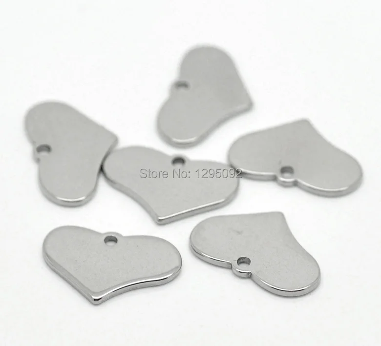 

10Pcs Pendants Stainless Steel Blank Stamping Tags Heart Love Charms Silver Tone Jewelry DIY Making Findings 19x12mm