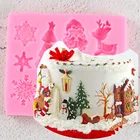 Рождественская серия, елка, искусственная Снежинка, Санта-Клаус, лось, помадка, силиконовая форма, украшение торта, выпечка, шоколадная форма