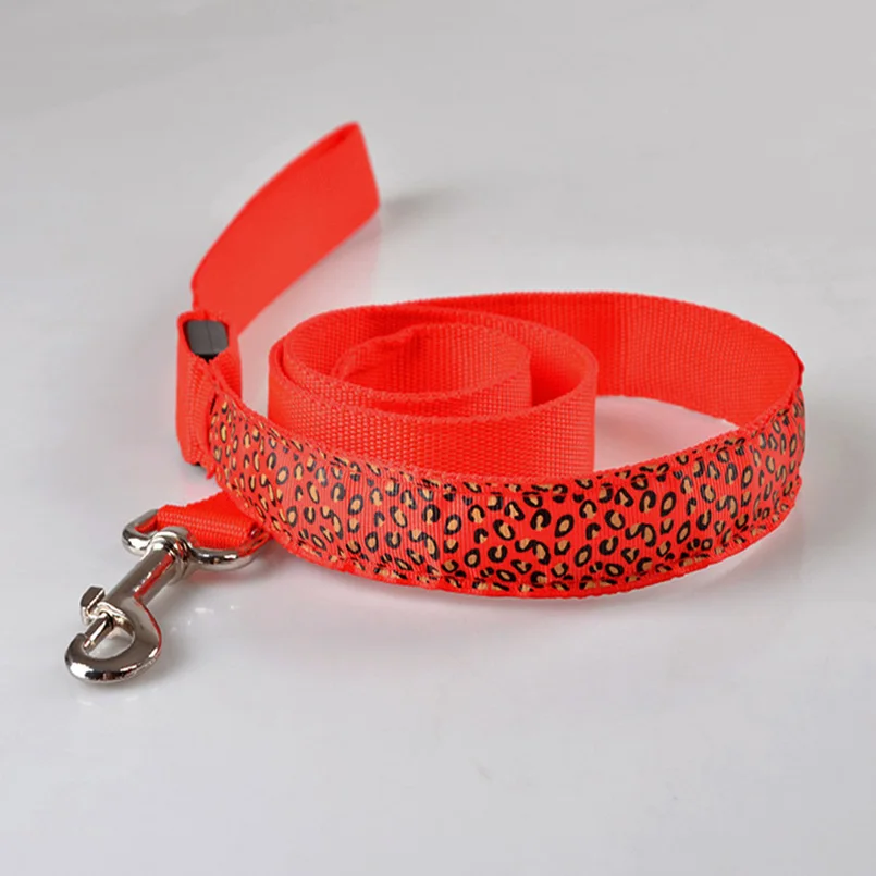 Leopard Leash for Dogs LED Flashing Lead Dog Outdoor Walking Products Glow In Dark Safety Collar Leashes | Дом и сад