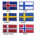 Высококачественные патчи с флагом Северной Америки, Исландия, Норге, датке, шведским финским флагом