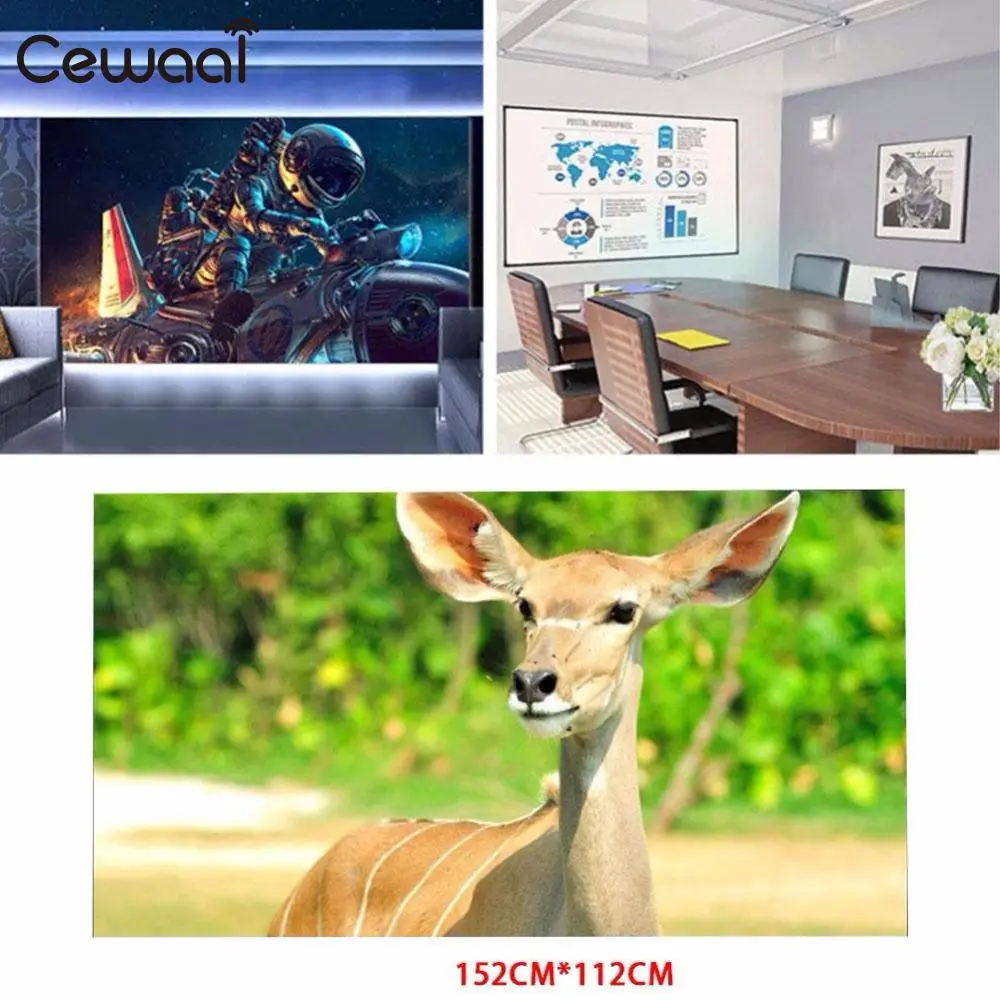 Cewaal Projection Screen Projector Polyester Curtain Soft Portable 74" 152cm*112cm Non-Woven Fabric Home Theather Cinema Squares |