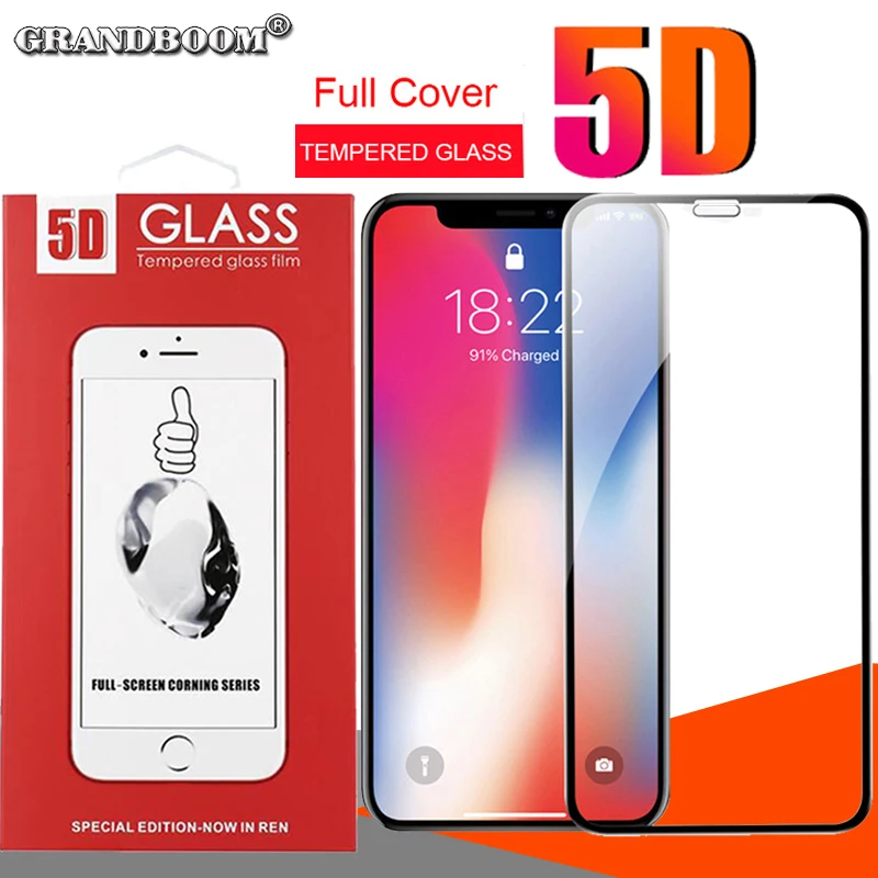 500 шт. 5D изогнутый экран протектор для iPhone 12 Mini 11 Pro Max XS XR X 8 7 6 Plus SE полное покрытие