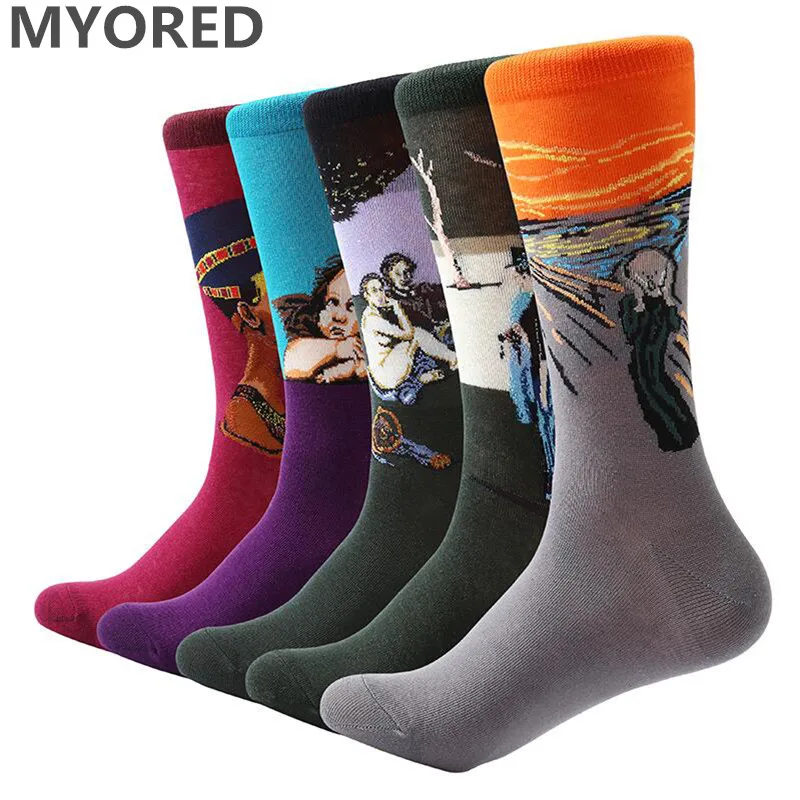 Красочные забавные мужские носки MYORED 5 цветов с рисунком новинка свадебный