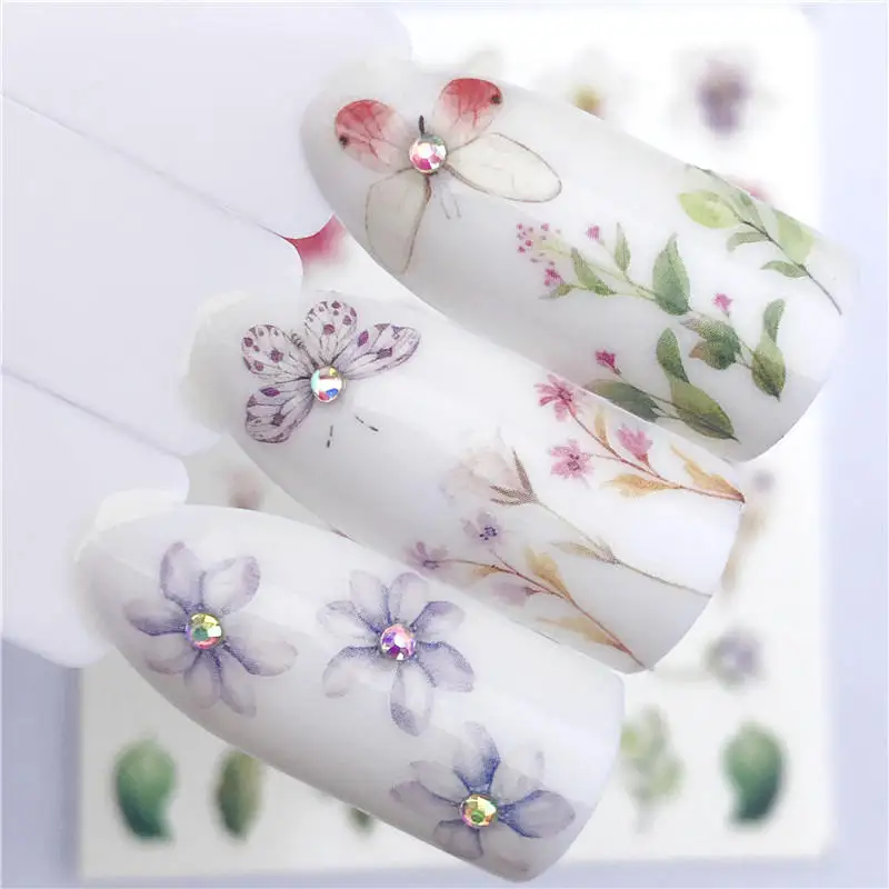 

WUF 1 PC Flowers /Easter / Butterfly / Necklace For Nail Art Watermark Tattoo Nail Sticker Water Transfer Decals Decoration