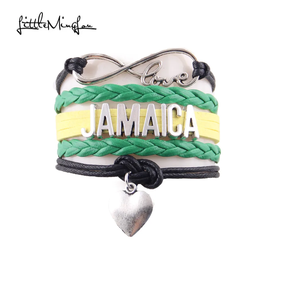 

Женский кожаный браслет Infinity love Jamaica, браслеты-подвески в виде сердца, плетеные браслеты, ювелирные изделия, аксессуары