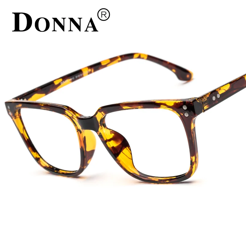 Donna женщины оптические очки квадратных заклепки кадров прозрачные линзы анти