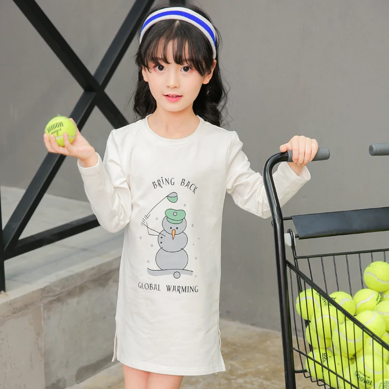 5 6 7 8 9 10 11 12 13 14 15 Года Подросток Shirt Dress Девушки Футболка Весна Длинным Рукавом