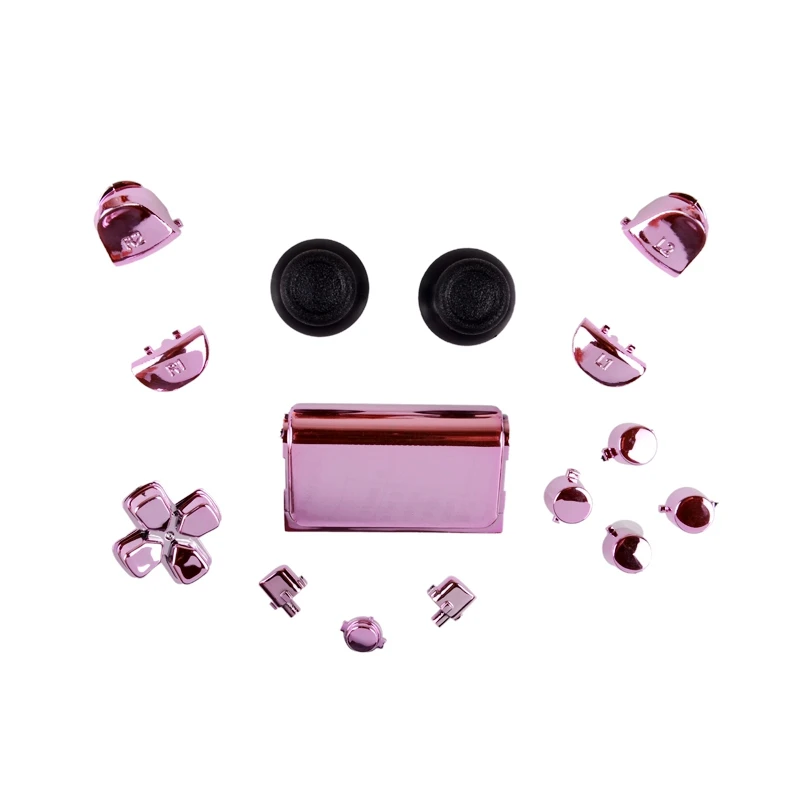 Розовый цвет замена хром полный кнопки наборы для PS4 контроллера 10 комплектов