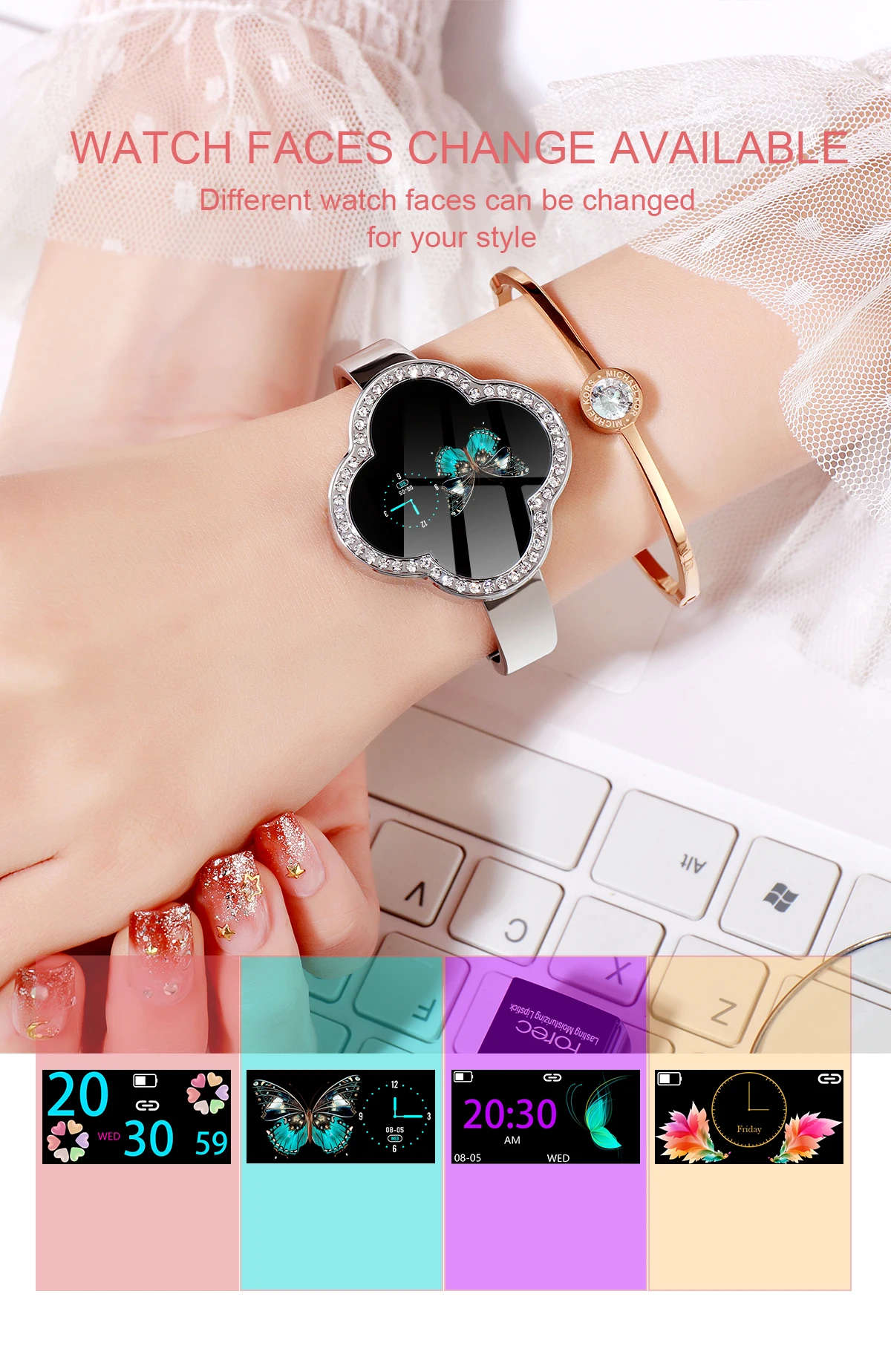 Hirign 2019 Women Girl Bluetooth Smart Watch Phone Mate For Android iPhone Bracelets | Украшения и аксессуары