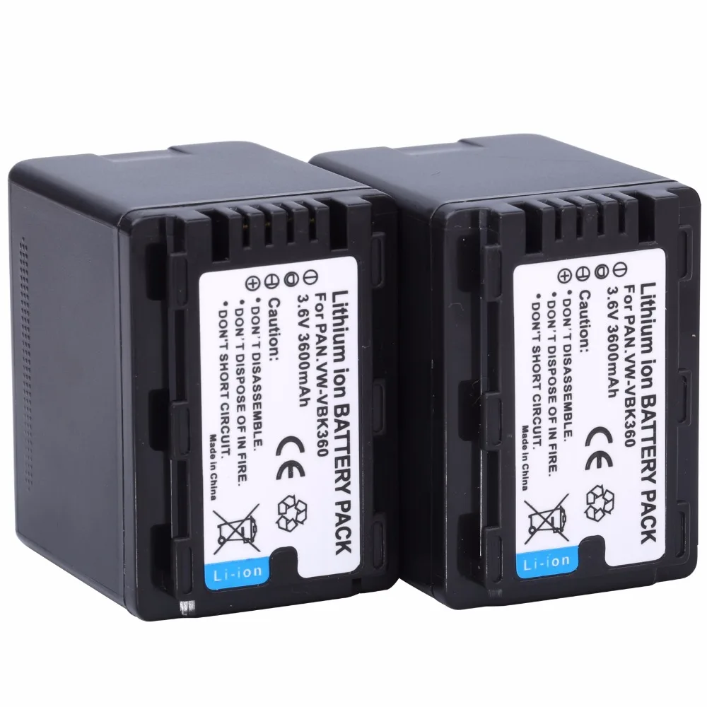 5 шт. VW-VBK360 VBK360 Перезаряжаемые батареи для цифрового фотоаппарата Panasonic HDC-SD40 HDC-SD60