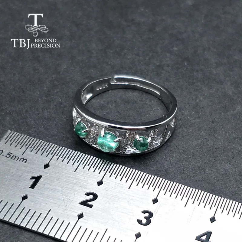 TBJ 100% натуральный Замбия зелёный Изумрудный камень регулируемое кольцо из