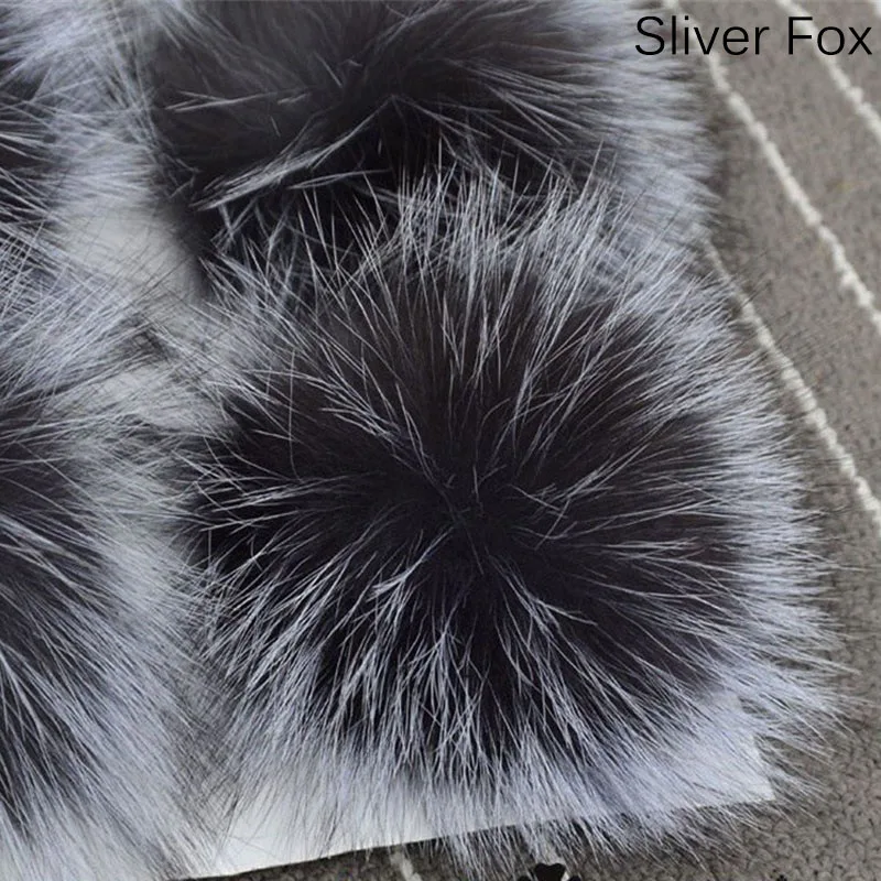 sliver fox 15cm Пушистые Помпоны из натурального Лисьего меха с кнопкой 13-15 см DIY помпоны из лисьего меха помпоны из натурального меха для шарфов шапки сумки аксессуары - Цвет: sliver fox 15cm