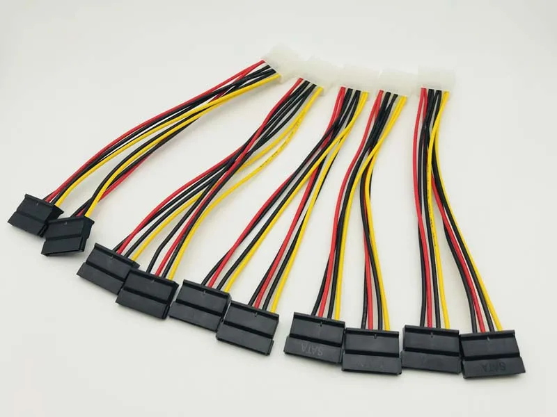 5 шт. SATA кабель питания 4-контактный штекер-последовательный ATA 15pin x 2 разъем