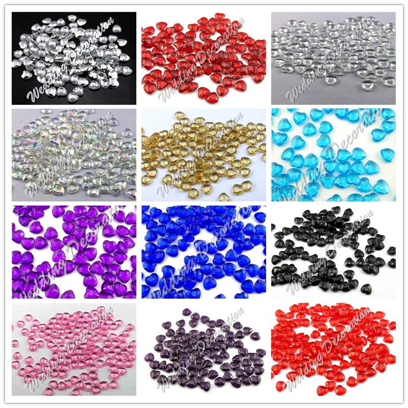 

600pcs/lot 16 colors Size 6mm/8mm/12mm Mixed Acrylic Heart Shaped Table Scatter Heart Confetti wedding Valentine Decoration
